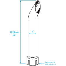 Exhaust Chrome Stack / Curved / Expanded Notched End / 4" x 48"